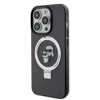 Apple iPhone 15 Pro Max Karl Lagerfeld dėklas Ring Stand Karl&Choupettte MagSafe (KLHMP15XHMRSKCK) juodos spalvos