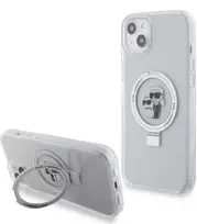 Karl Lagerfeld KLHMP15MHMRSKCH Apple iPhone 15 Plus / 14 Plus 6.7" dėklas telefonui baltos spalvos hardcase Ring Stand Karl&Choupettte MagSafe