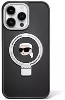 Apple iPhone 15 Karl Lagerfeld dėklas Ring Stand Karl Head MagSafe (KLHMP15SHMRSKHK) juodos spalvos