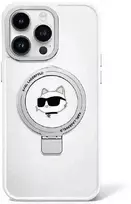 Apple iPhone 15 Plus Karl Lagerfeld dėklas Ring Stand Choupette Head MagSafe (KLHMP15MHMRSCHH) baltos spalvos
