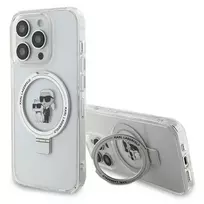 Apple iPhone 14 Pro Karl Lagerfeld dėklas Ring Stand Karl&Choupettte MagSafe (KLHMP14LHMRSKCH) baltos spalvos