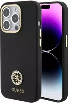 Guess GUHCP15XM4DGPK Apple iPhone 15 Pro Max 6.7" dėklas telefonui juodos spalvos hardcase Silicone Logo Strass 4G