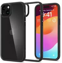 Spigen Crystal Hybrid, matte dėklas telefonui juodos spalvos – Apple iPhone 15 Plus