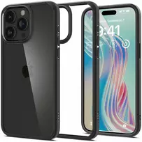 Spigen Crystal Hybrid, matte dėklas telefonui juodos spalvos – Apple iPhone 15 Pro
