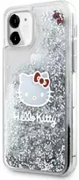 Hello Kitty HKHCN61LIKHET Apple iPhone 11 / Xr 6.1″ sidabrinis kietas dėklas Liquid Glitter Charms Kitty Hea