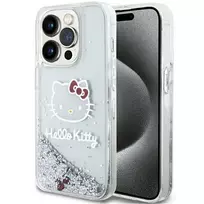 Apple iPhone 13 Pro Max Hello Kitty dėklas Liquid Glitter Charms Kitty Head (HKHCP13XLIKHET) sidabrinės spalvos
