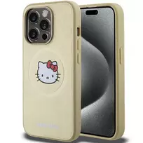 Apple iPhone 13 Pro Hello Kitty dėklas odinis Kitty Head MagSafe (HKHMP13LPGHCKD) aukso spalvos