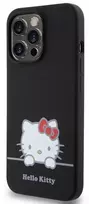 Hello Kitty Liquid Silicone Daydreaming Logo dėklas telefonui Apple iPhone 13 Pro juodos spalvos