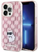 Dėklas Karl Lagerfeld Monogram Choupette iPhone 15 Pro Case - Rožinė