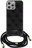 Dėklas GUESS GUHCP15XHC4SEK IPHONE 15 PRO MAX 6.7 "Juodas/Juodas HARDCASE CROSSBODY CORD 4G PRINT