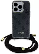 Apple iPhone 15 Pro Guess dėklas Crossbody Cord 4G Print (GUHCP15LHC4SEK) juodos spalvos