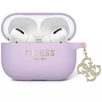 Dėklas Guess Liquid Silicone Glitter Triangle Charm - AirPods Pro 2 Case (violetinė)