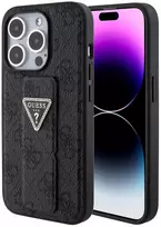 Apple iPhone 15 Pro Max Guess Hardcase Grip Stand 4G Triangle Strass (GUHCP15XPGS4TDK) telefono dėklas juodos spalvos