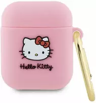 Apple AirPods Hello Kitty Silicone 3D Kitty Head (HKA23DKHSP) ausinių dėklas rožinės spalvos