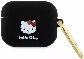 Apple AirPods Pro 1 Hello Kitty Silicone 3D Kitty Head (HKAP3DKHSK) ausinių dėklas juodos spalvos
