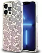 Apple iPhone 15 Pro Hello Kitty dėklas IML Gradient Electrop Crowded Kitty Head (HKHCP15LHCHPEP) rožinės spalvos