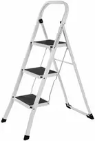 Songmics Namų ūkio kopėčios 3 pakopos Baltos spalvos