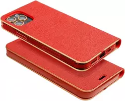 OEM LUNA Book auksinis dėklas Samsung Galaxy A23 5G raudonas