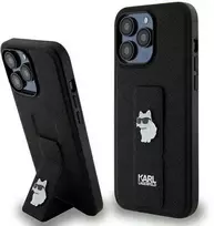 Apple iPhone 13 Pro Karl Lagerfeld dėklas Gripstand Saffiano Choupette Pins (KLHCP13LGSACHPK) juodos spalvos