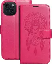 Telefono dėklas Oem MEZZO Book skirtas Iphone 15, rožinės spalvos