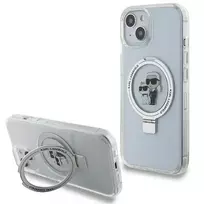 Apple iPhone 13 / 14 / 15 Karl Lagerfeld dėklas Ring Stand Karl&Choupettte MagSafe (KLHMP14SHMRSKCH) baltos spalvos
