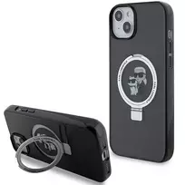 Apple iPhone 13 / 14 / 15 Karl Lagerfeld dėklas Ring Stand Karl&Choupettte MagSafe (KLHMP14SHMRSKCK) juodos spalvos
