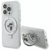 Apple iPhone 13 Pro Karl Lagerfeld dėklas Ring Stand Karl&Choupettte MagSafe (KLHMP13XHMRSKCH) baltos spalvos