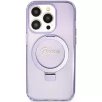 Apple iPhone 11 / XR Guess dėklas Ring Stand Script Glitter MagSafe (GUHMN61HRSGSU) violetinės spalvos