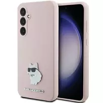 Samsung Galaxy S23 FE Karl Lagerfeld silikoninis dėklas Choupette Metal Pin (KLHCS23FESMHCNPP) rožinės spalvos