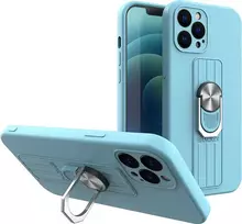 Hurtel Silikoninis „Ring Case“ dėklas su pirštų laikikliu ir stovu, skirtas „iPhone 12 Pro Max“, mėlynas