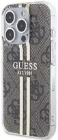 Dėklas GUESS GUHCP15XH4SGW IPHONE 15 PRO MAX 6.7 "BROWN/BROWN HARDCASE IML 4G GOLD STRIPE