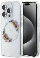 Dėklas GUESS GUHMP15LHFWFFCT IPHONE 15 PRO 6.1 "SKAIDRUS KIETAS DĖLIS IML FLOWERS WREATCH MAGSAFE