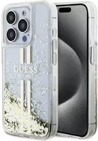 Dėklas GUESS GUHCP15LLFCSEGT IPHONE 15 PRO 6.1 "SKAIDRUS KIETAS DĖLĖLIS SKYSTOS BLIGAUS AUKSO JUOSTOS