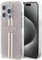 Dėklas GUESS GUHCP15LH4SGP IPHONE 15 PRO 6.1 "Rožinis/Rožinis HARDCASE IML 4G GOLD STRIPE
