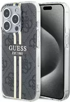 Dėklas GUESS GUHCP15LH4SGK IPHONE 15 PRO 6.1 "Juodas/Juodas HARDCASE IML 4G GOLD STRIPE