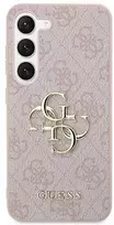 Guess PU 4G Metal Logo dėklas skirtas Samsung Galaxy S24 Ultra rožinės spalvos