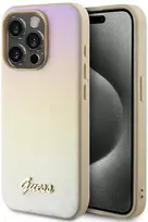 Dėklas GUESS GUHCP15LPSAIRD IPHONE 15 PRO 6.1 "GOLD / GOLD HARDCASE SAFFIANO IRIDESCENT SCRIPT