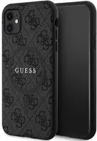 Dėklas GUESS GUHMN61G4GFRK IPHONE 11 6.1 " / XR Juodas / Juodas HARDCASE 4G COLLECTION LEATHER METAL LOGO MAGSAFE