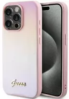 Apple iPhone 14 Pro Max Guess dėklas Saffiano Iridescent Script (GUHCP14XPSAIRSP) rožinės spalvos