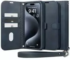 Spigen Wallet S Pro dėklas skirtas Apple iPhone 15 Pro – mėlynos spalvos