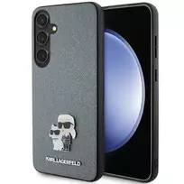 Samsung Galaxy S24 Karl Lagerfeld dėklas Saffiano Karl & Choupette Metal Pin (KLHCS24SPSAKCMPG) pilkos spalvos