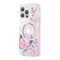 Kingxbar Butterfly Series magnetic Apple iPhone 14 Plus MagSafe with butterflies dėklas telefonui rožinės spalvos