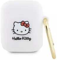 Apple AirPods Hello Kitty Silicone 3D Kitty Head (HKA23DKHSH) ausinių dėklas baltos spalvos