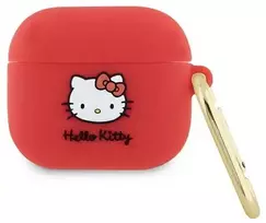 Dėklas „Apple AirPods 3“ ausinių silikoninė 3D „Hello Kitty“ galvutė (HKA33DKHSF)