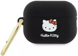 Apple AirPods Pro 2 Hello Kitty Silicone 3D Kitty Head (HKAP23DKHSK) ausinių dėklas juodos spalvos