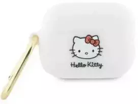 Apple AirPods Pro 2 Hello Kitty Silicone 3D Kitty Head (HKAP23DKHSH) ausinių dėklas baltos spalvos