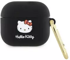 Apple AirPods 3 Hello Kitty Silicone 3D Kitty Head (HKA33DKHSK) ausinių dėklas juodos spalvos