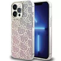 Apple iPhone 13 Pro Max Hello Kitty dėklas IML Gradient Electrop Crowded Kitty Head (HKHCP13XHCHPEP) rožinės spalvos