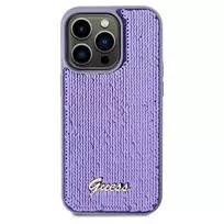 Guess GUHCN61PSFDGSU Apple iPhone 11 / Xr 6.1″ violetinės spalvos kietas dėklas Sequin Script Metal