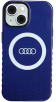 Audi IML Big Logo MagSafe Dėklas Apple iPhone 15 / 14 / 13 6.1″ mėlynos spalvos hardcase AU-IMLMIP15-Q5/D